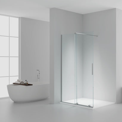 X-SLIDE INLOOPDOUCHE MET SCHUIFDEUR - SCHUIFDEUR VOOR NIS - MET ANTI-KALKBEHANDELING - OMKEERBAAR - 8MM VEILIGHEIDSGLAS - 120X200CM - CHROOM - HELDER GLAS
