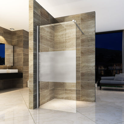 ALONI INLOOPDOUCHE - 1400 X 2000MM - CHROOM - HELDER GLAS MET MATTE STROOK
