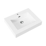 ALONI WASTAFEL - 1 WASBAK - MET OVERLOOP - 1 KRAANGAT - KUNSTMARMER - 60X10X46 CM - GLANZEND WIT