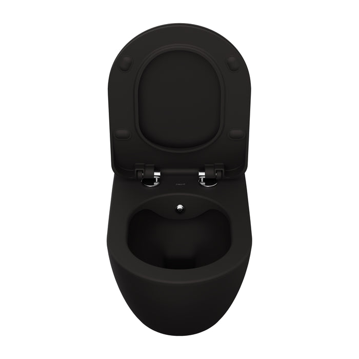 CREAVIT FREE HANGTOILET MET BIDET - RANDLOOS - ZONDER ZITTING - MAT HOUTSKOOL ZWART