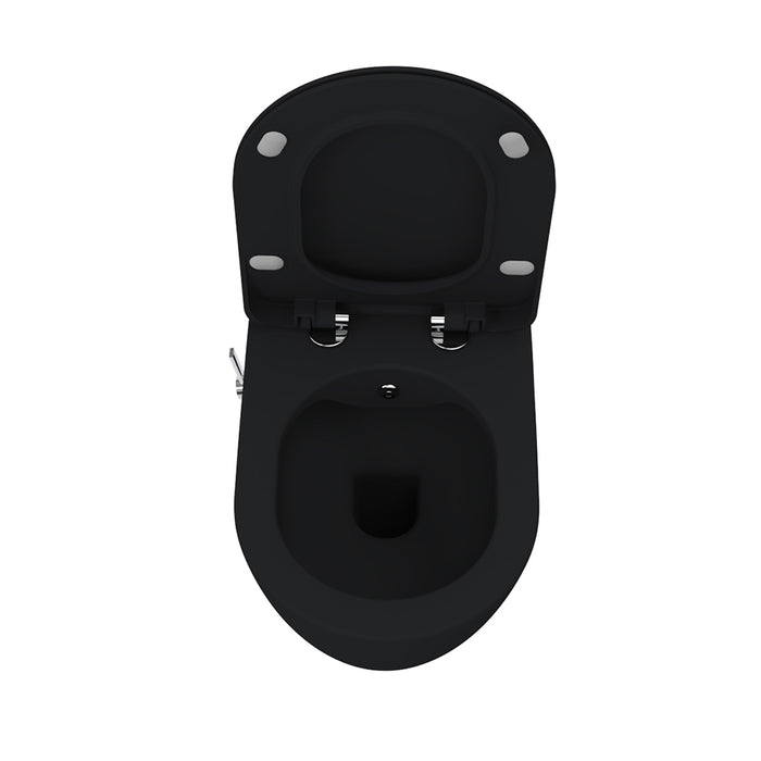CREAVIT FREE HANGTOILET MET BIDET - RANDLOOS - MET BIDETKRAAN KOUD EN WARM WATER - ZONDER ZITTING - MAT HOUTSKOOL ZWART