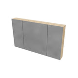 HAYAT SPIEGELKAST - 3 ASSYMETRISCHE, ENKELZIJDIGE SPIEGELDEUREN - 6 IN HOOGTE VERSTELBARE LEGPLANKEN - 120X70X15CM - EIK