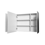 HAYAT SPIEGELKAST - 3 ASSYMETRISCHE, ENKELZIJDIGE SPIEGELDEUREN - 6 IN HOOGTE VERSTELBARE LEGPLANKEN - 120X70X15CM - GLANZEND WIT