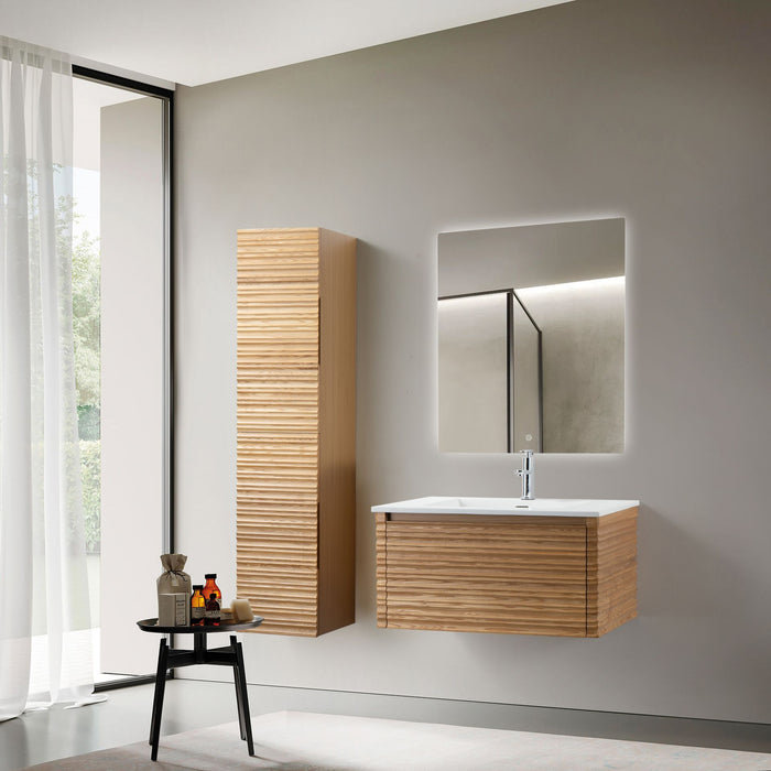 KAMELLIA WASTAFELONDERKAST - 1 LADE - GREEPLOOS - SOFT CLOSE – 79X40X52 CM - LICHT WALNOTEN