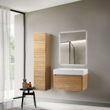 WONDA SQUARE WASTAFEL - 1 WASBAK - MET OVERLOOP - ZONDER KRAANGAT - KUNSTMARMER - 80X12X52,5 CM - MAT WIT