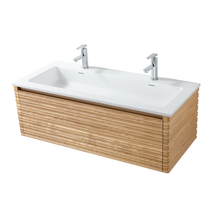 KAMELLIA WASTAFELONDERKAST - 1 LADE - GREEPLOOS - SOFT CLOSE – 119X40X52 CM - LICHT WALNOTEN