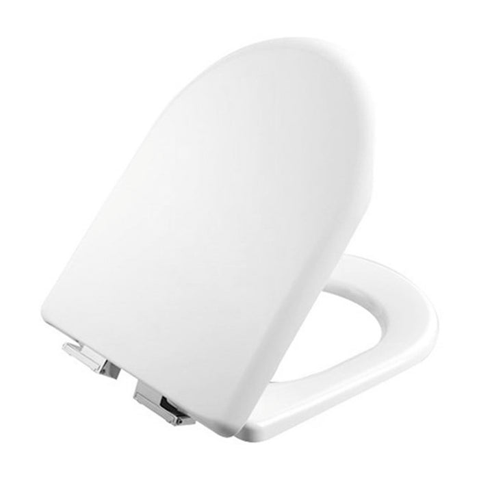 WC-ZITTING DUROPLAST, WIT INOX SCHARNIEREN, SOFTCLOSE