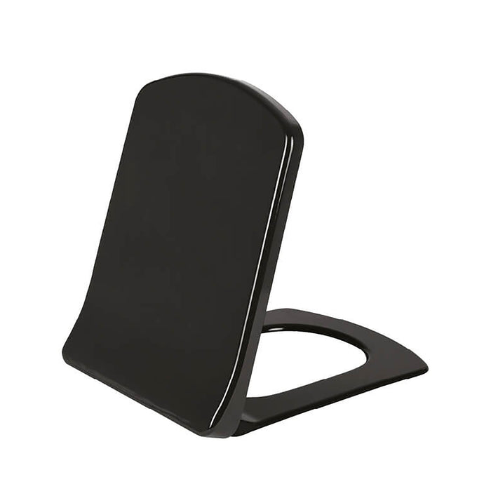 CREAVIT LARA WC-ZITTING - D-MODEL - SOFT CLOSE - QUICK RELEASE - DUROPLAST - RVS SCHARNIEREN - HOUTSKOOL ZWART