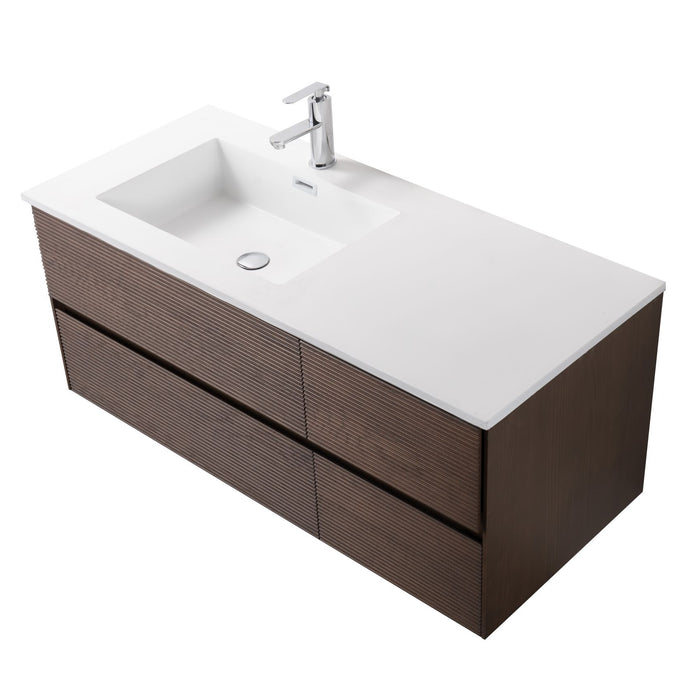 LAYDA WASTAFELONDERKAST - 4 LADES - GREEPLOOS - SOFT CLOSE – 119X49X52 CM - DONKER WALNOTEN