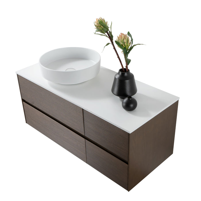 LAYDA WASTAFELONDERKAST - 4 LADES - GREEPLOOS - SOFT CLOSE – 119X49X52 CM - DONKER WALNOTEN