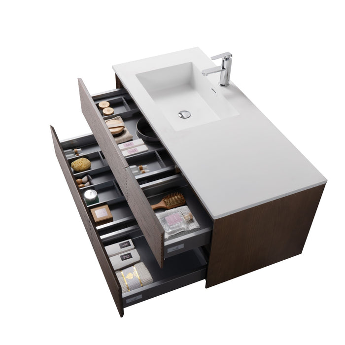 LAYDA WASTAFELONDERKAST - 4 LADES - GREEPLOOS - SOFT CLOSE – 119X49X52 CM - DONKER WALNOTEN