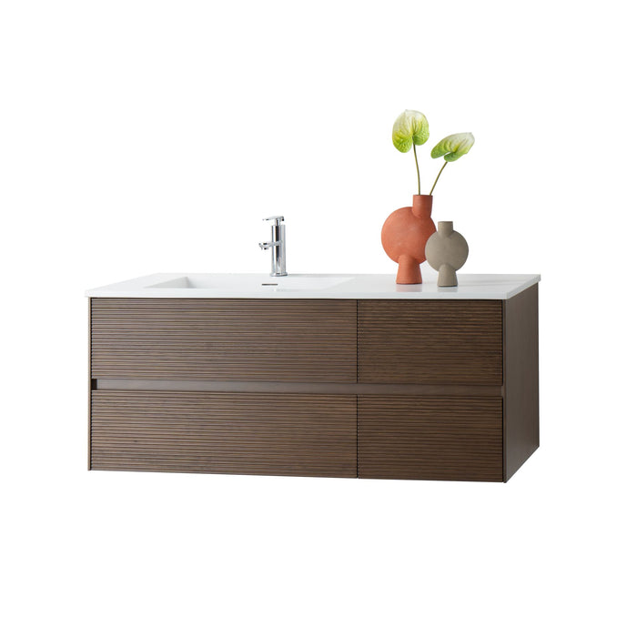LAYDA WASTAFELONDERKAST - 4 LADES - GREEPLOOS - SOFT CLOSE – 119X49X52 CM - DONKER WALNOTEN