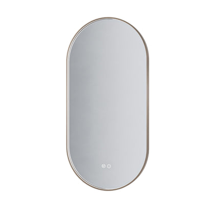 ALONI AVALO SPIEGEL - MET LED VERLICHTING - OVAAL - MET LIJST - ANTI-CONDENS - KLEURTEMPERATUUR LED 3000-6000K - DIMBAAR - 50X100CM - GEBORSTELD BRUIN BRONS