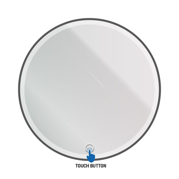 ALONI OMEGA SPIEGEL - MET LED VERLICHTING - ROND - MET LIJST - ZONDER VERWARMING - KLEURTEMPERATUUR LED 3500-6500K - 80CM - MAT ZWART