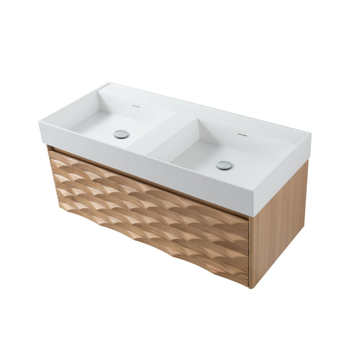MAGNOLIA WASTAFELONDERKAST - 1 LADE - GREEPLOOS - SOFT CLOSE – 119X40X52 CM - LICHT EIKEN