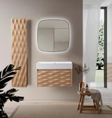 WONDA SQUARE WASTAFEL - 1 WASBAK - MET OVERLOOP - ZONDER KRAANGAT - KUNSTMARMER - 80X12X52,5 CM - MAT WIT