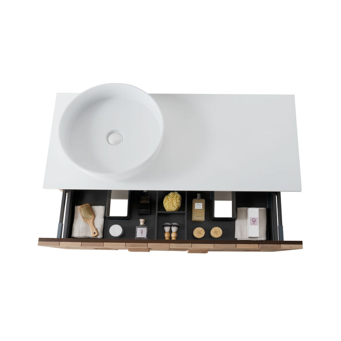 MIMOZA WASTAFELONDERKAST - 1 LADE - GREEPLOOS - SOFT CLOSE – 119X40X52 CM - LICHT EIKEN