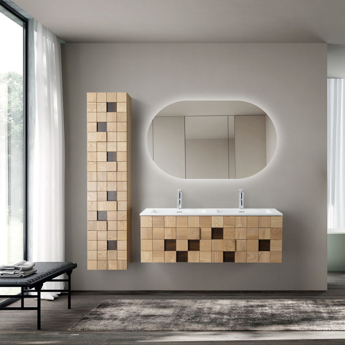MIMOZA WASTAFELONDERKAST - 1 LADE - GREEPLOOS - SOFT CLOSE – 119X40X52 CM - LICHT EIKEN