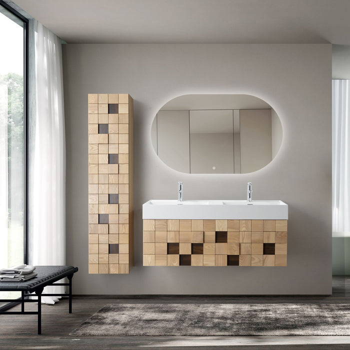 MIMOZA WASTAFELONDERKAST - 1 LADE - GREEPLOOS - SOFT CLOSE – 119X40X52 CM - LICHT EIKEN