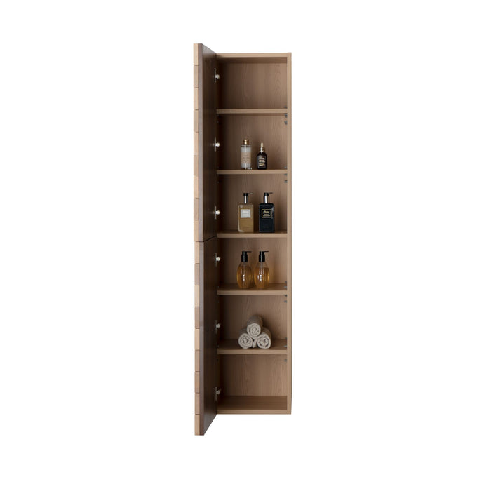 MIMOZA KOLOMKAST - 2 DEUREN - GREEPLOOS - SOFT CLOSE - OMKEERBAAR - 35X160X35 CM - LICHT EIKEN