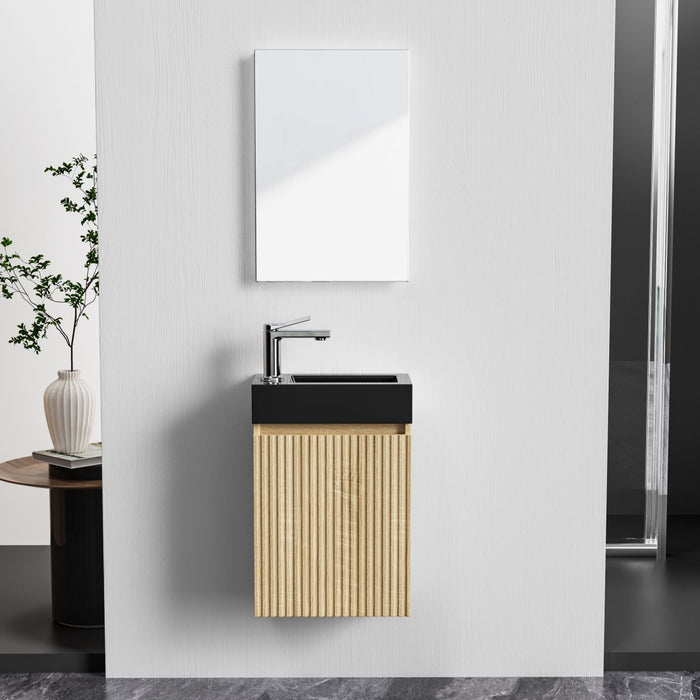 ALONI MIKARO TOILETMEUBELONDERKAST - 1 DEUR - OMKEERBAAR - GREEPLOOS - SOFT CLOSE - 40X50X22,3 CM - LICHT EIKEN