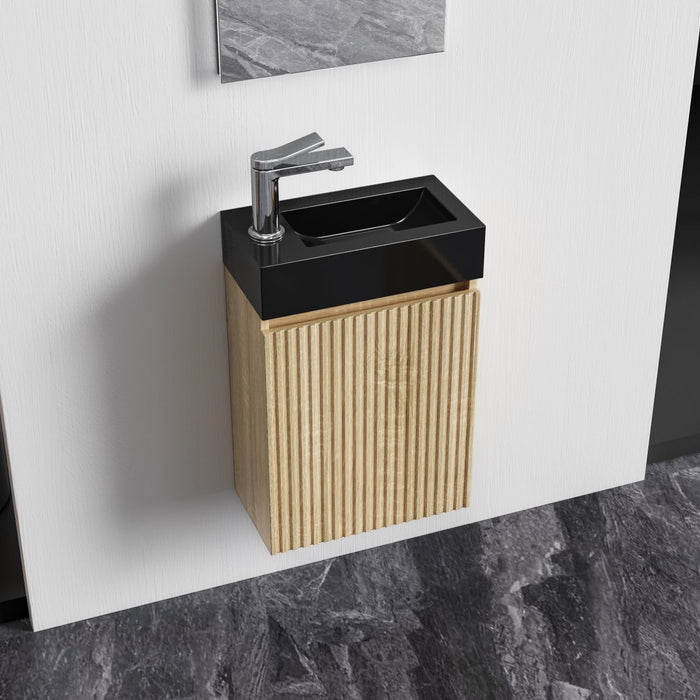 ALONI MIKARO TOILETMEUBELONDERKAST - 1 DEUR - OMKEERBAAR - GREEPLOOS - SOFT CLOSE - 40X50X22,3 CM - LICHT EIKEN