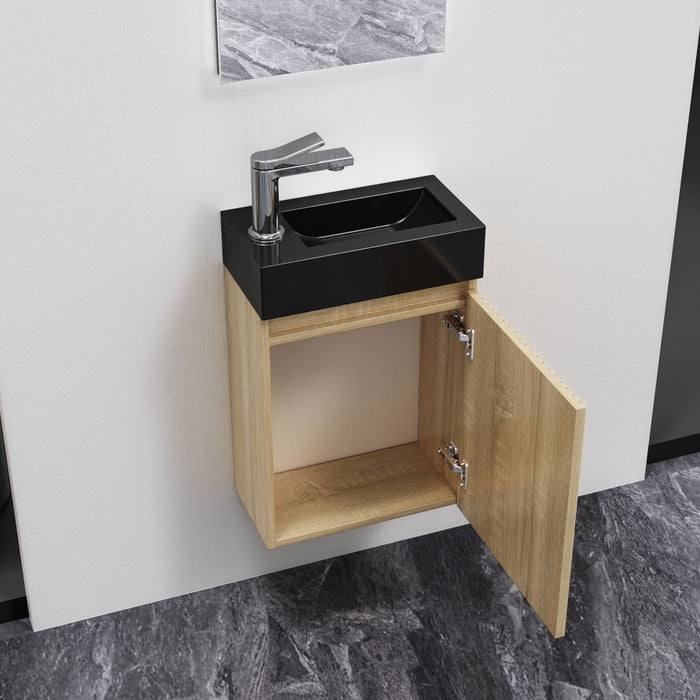 ALONI MIKARO TOILETMEUBELONDERKAST - 1 DEUR - OMKEERBAAR - GREEPLOOS - SOFT CLOSE - 40X50X22,3 CM - LICHT EIKEN