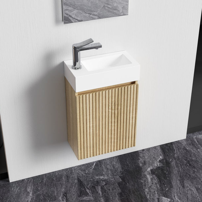ALONI MIKARO TOILETMEUBELONDERKAST - 1 DEUR - OMKEERBAAR - GREEPLOOS - SOFT CLOSE - 40X50X22,3 CM - LICHT EIKEN