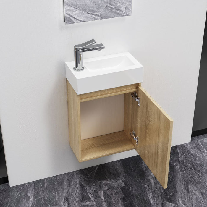 ALONI MIKARO TOILETMEUBELONDERKAST - 1 DEUR - OMKEERBAAR - GREEPLOOS - SOFT CLOSE - 40X50X22,3 CM - LICHT EIKEN