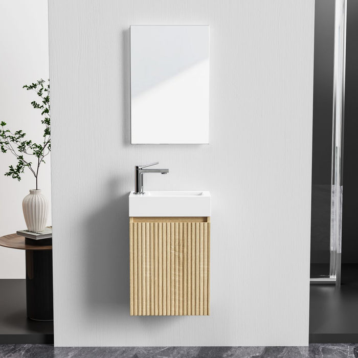 ALONI MIKARO TOILETMEUBELONDERKAST - 1 DEUR - OMKEERBAAR - GREEPLOOS - SOFT CLOSE - 40X50X22,3 CM - LICHT EIKEN