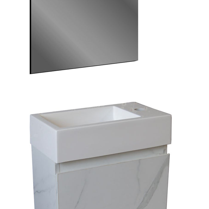 ALONI MKADO TOILETMEUBELONDERKAST - 1 DEUR - RECHTS - GREEPLOOS - SOFT CLOSE - 40X50X22,3 CM - WIT MARMER