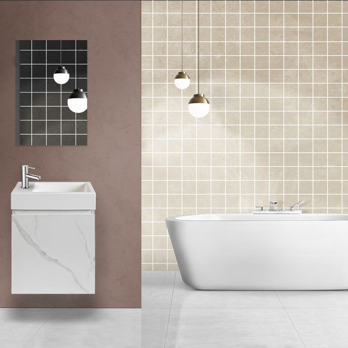 ALONI MKADO TOILETMEUBELONDERKAST - 1 DEUR - RECHTS - GREEPLOOS - SOFT CLOSE - 40X50X22,3 CM - WIT MARMER