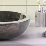 VOLLEDIG GEPOLIJSTE WASKOM VAN STEEN - ZWART MARMER 35x12CM