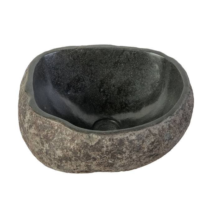WASKOM VAN NATUURLIJKE RIVIERSTEEN - GRIJS 30-35X15X2CM