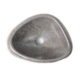 RONDE WASKOM VAN NATUURLIJKE RIVIERSTEEN DUNNE RAND - GRIJS 30-35X15X1,5CM
