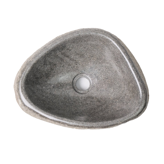 RONDE WASKOM VAN NATUURLIJKE RIVIERSTEEN DUNNE RAND - GRIJS 30-35X15X1,5CM