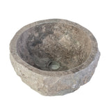 GEËRODEERDE NATUURMARMEREN WASKOM - GRIJS 30-35x15CM
