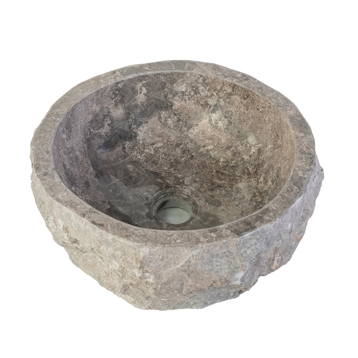 GEËRODEERDE NATUURMARMEREN WASKOM - GRIJS 30-35x15CM