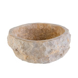 GEËRODEERDE NATUURMARMEREN WASKOM - CREME - 30-35x15CM