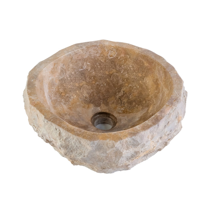 GEËRODEERDE NATUURMARMEREN WASKOM - CREME - 30-35x15CM