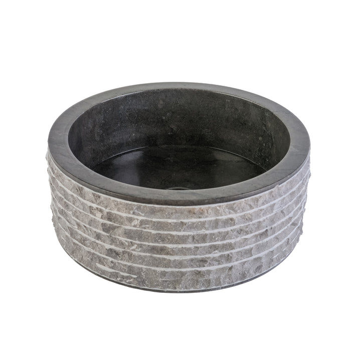 MARMEREN ALUR WASKOM MET GEPOLIJSTE BINNENZIJDE - ZWART 40X15CM
