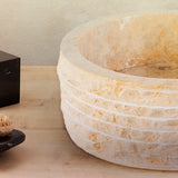MARMEREN ALUR WASKOM MET GEPOLIJSTE BINNENZIJDE - CRÈME 40X15CM