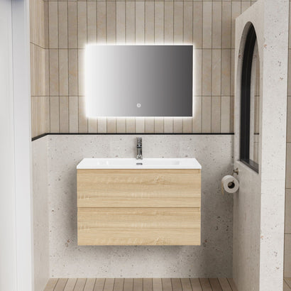 ALONI LIVA BADKAMERMEUBELSET COMPLEET - MET ONDERKAST - MET WASTAFEL - MET LED SPIEGEL - 80CM - EIK