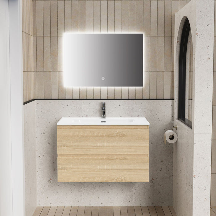 ALONI LIVA BADKAMERMEUBELSET COMPLEET - MET ONDERKAST - MET WASTAFEL - MET LED SPIEGEL - 80CM - EIK