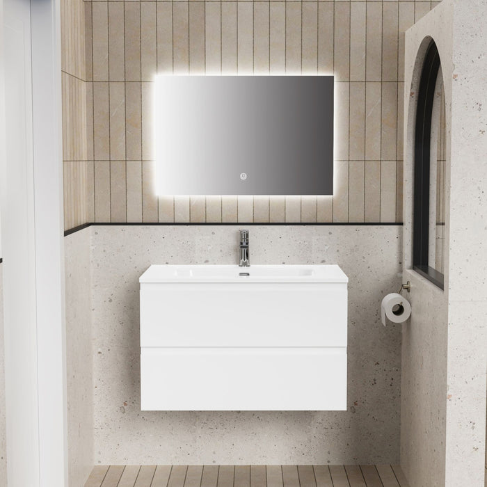 ALONI LIVA BADKAMERMEUBELSET COMPLEET - MET ONDERKAST - MET WASTAFEL - MET LED SPIEGEL - 80CM - GLANZEND WIT