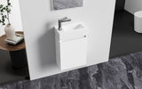 ALONI ZYRO TOILETMEUBELSET - COMPLEET - ONDERKAST MET 1 DEUR - GREEPLOOS - SOFT CLOSE - OMKEERBAAR - SPIEGEL - FONTEIN - 40,5X22,5 CM - GLANZEND WIT
