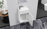 ALONI ZYRO TOILETMEUBELSET - COMPLEET - ONDERKAST MET 1 DEUR - GREEPLOOS - SOFT CLOSE - OMKEERBAAR - SPIEGEL - FONTEIN - 40,5X22,5 CM - GLANZEND WIT