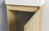 ALONI ZYRO TOILETMEUBELSET - COMPLEET - ONDERKAST MET 1 DEUR - GREEPLOOS - SOFT CLOSE - OMKEERBAAR - SPIEGEL - FONTEIN - 40,5X22,5 CM - LICHT EIKEN/GLANZEND WIT
