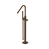 STRIA BADMENGKRAAN - VRIJSTAAND - THERMOSTATISCH - MET HANDDOUCHE EN DOUCHESLANG - KNOPPEN MET RIBBELSTRUCTUUR - BELGAQUA - BRUIN BRONS (PVD)