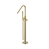 STRIA BADMENGKRAAN - VRIJSTAAND - THERMOSTATISCH - MET HANDDOUCHE EN DOUCHESLANG - KNOPPEN MET RIBBELSTRUCTUUR - BELGAQUA - GEBORSTELD GOUD (PVD)